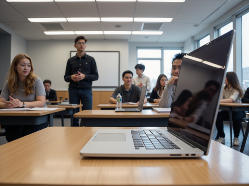英语培训学员上课场景，专注学习表情，课堂互动氛围，现代化教学环境，教育培训机构场景